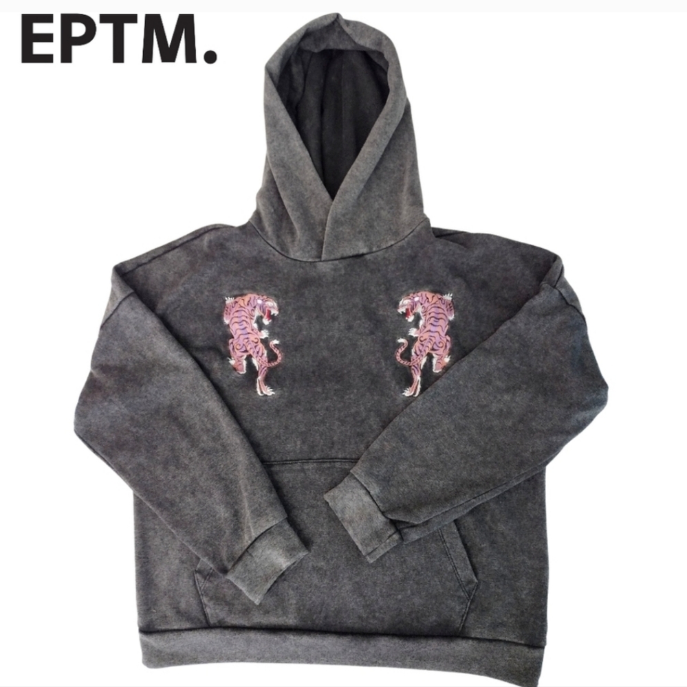 EPTM Gray Hoodie with Tiger Design Mens Small